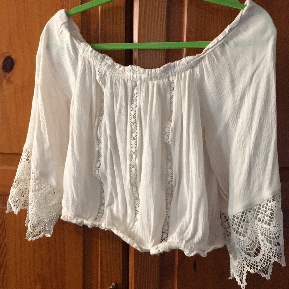 Off the shoulder crochet crop top​